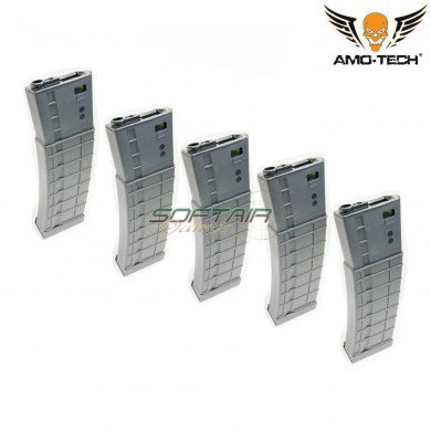 Set 5 caricatori maggiorati 450bb apples black per serie m4 amo-tech® (amt-hc-apples-bk-5)
