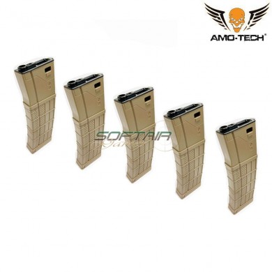 Set 5 hi-caps magazines 450bb zulu dark earth for m4 series amo-tech® (amt-hc-zulu-de-5)