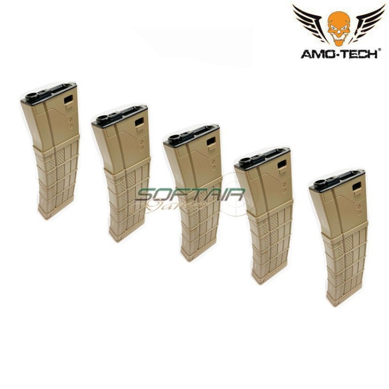 Set 5 hi-caps magazines 450bb zulu dark earth for m4 series amo-tech® (amt-hc-zulu-de-5)