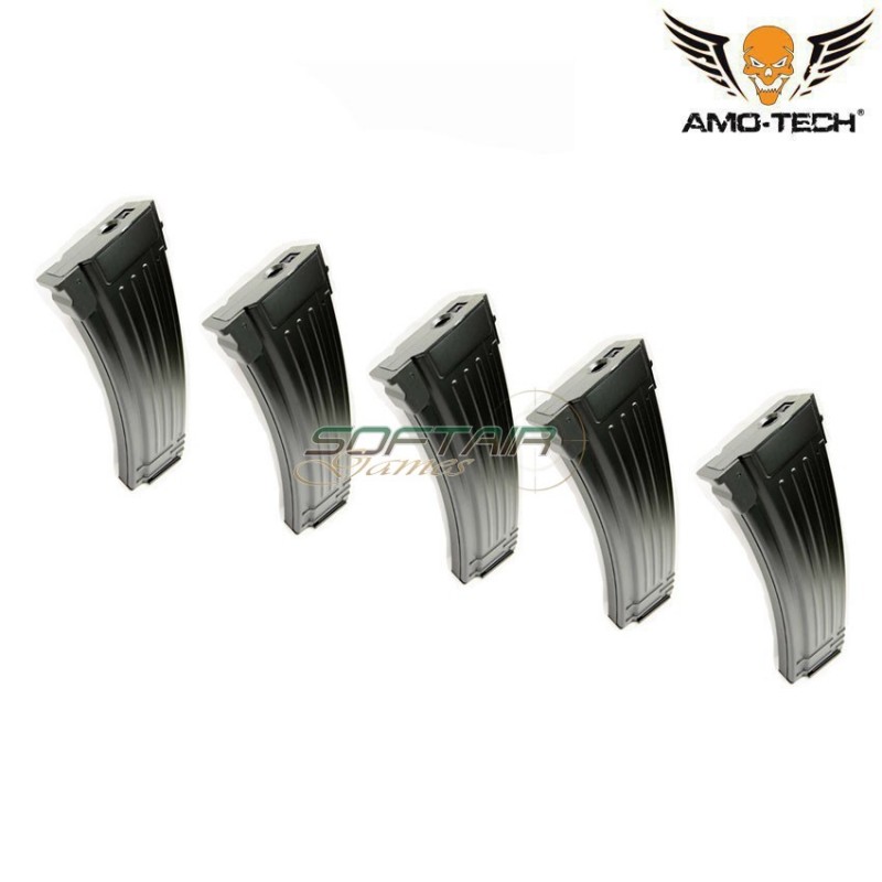 Set 5 mid-caps magazines 140bb iron uniform black for series ak74 amo-tech® (amt-mci-uniform-bk-5)