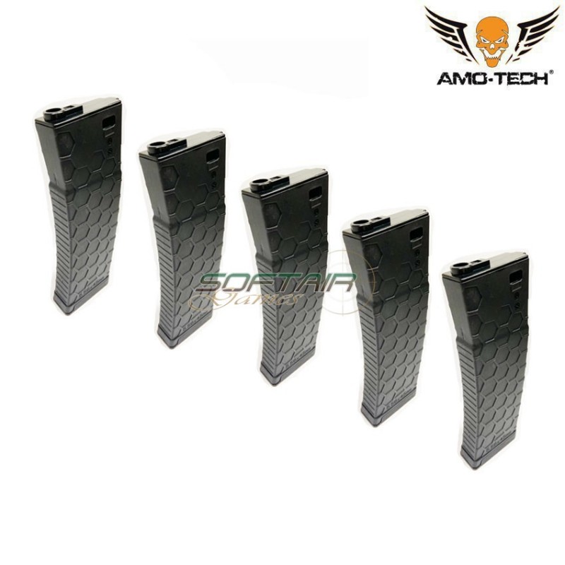 Set 5 mid-caps magazines 140bb bravo2 black for m4 series amo-tech® (amt-mc-bravo2-bk-5)