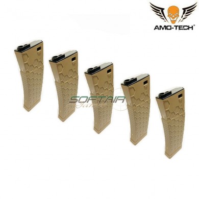 Set 5 caricatori monofilari 140bb bravo2 dark earth per serie m4 amo-tech® (amt-mc-bravo2-de-5)
