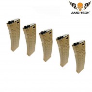 Set 5 caricatori monofilari 140bb bravo2 dark earth per serie m4 amo-tech® (amt-mc-bravo2-de-5)