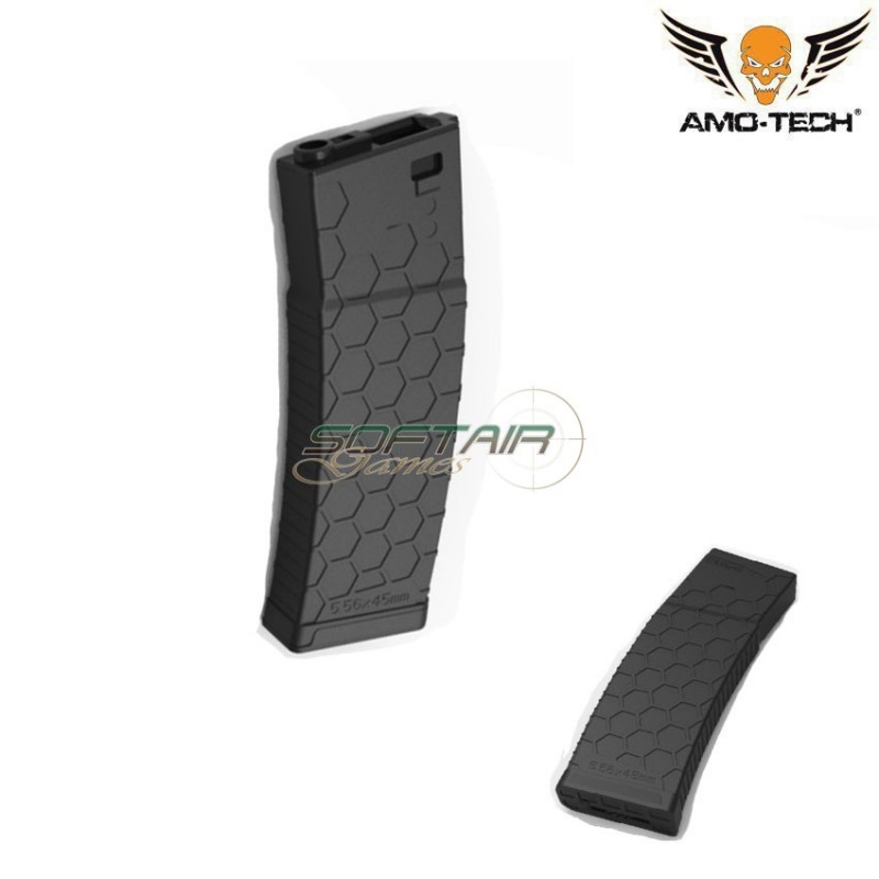 Set 5 caricatori maggiorati 450bb bravo black per serie m4 amo-tech® (amt-hc-bravo-bk-5)