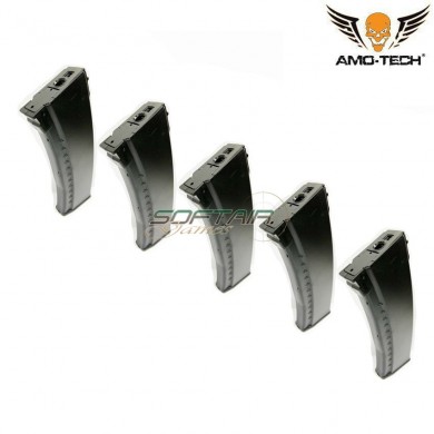 Set 5 hi-cap flash magazine 500bb uniform black for series ak74 amo-tech® (amt-hcf-uniform-bk-5)