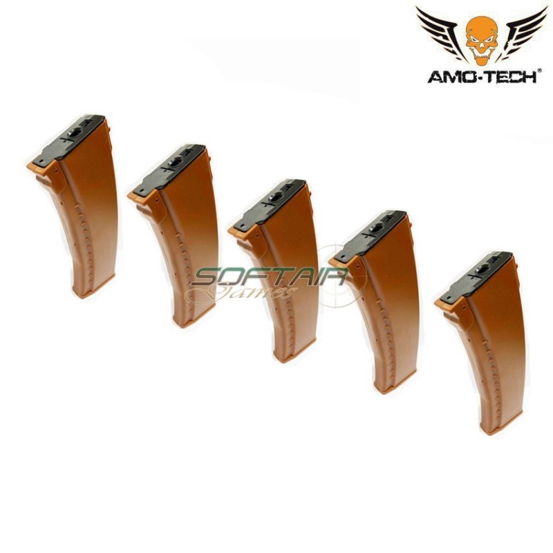 Set 5 hi-cap flash magazine 500bb uniform orange for series ak74 amo-tech® (amt-hcf-uniform-or-5)