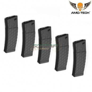 Set 5 hi-caps flash magazines 410bb bravo black for m4 series amo-tech® (amt-hcf-bravo-bk-5)