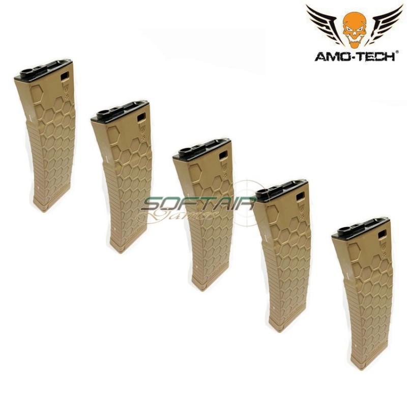 Set 5 hi-caps flash magazines 410bb bravo dark earth for m4 series amo-tech® (amt-hcf-bravo-de-5)