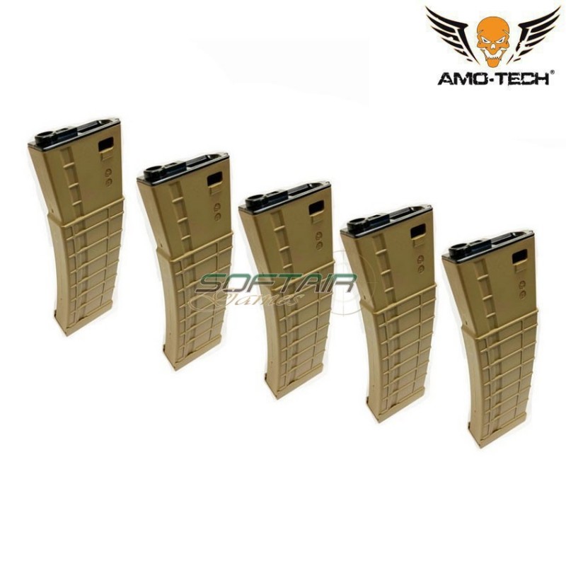 Set 5 caricatori maggiorati flash 410bb apples dark earth per serie m4 amo-tech® (amt-hcf-apples-de-5)