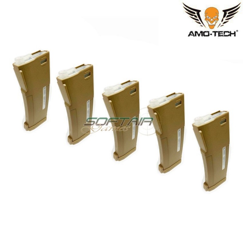Set 5 caricatori maggiorati flash 380bb epm golf dark earth per serie m4 amo-tech® (amt-hcf-golf-de-5)