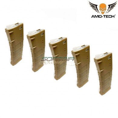 Set 5 caricatori maggiorati flash 320bb gen.3 oscar dark earth per serie m4 amo-tech® (amt-hcf-oscar-de-5)