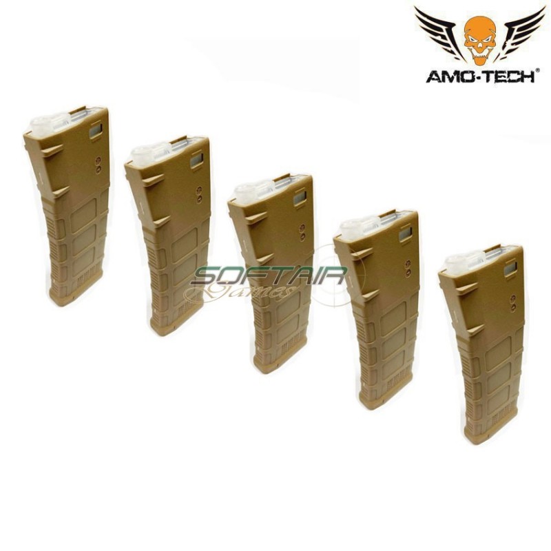 Set 5 hi-caps flash magazines 320bb gen.3 oscar dark earth for series m4 amo-tech® (amt-hcf-oscar-de-5)