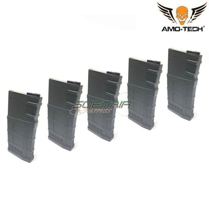 Set 5 caricatori maggiorati flash 500bb charlie black per serie sr25 amo-tech® (amt-hcf-charlie-bk-5)