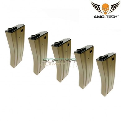 Set 5 caricatori monofilari 150bb india2 dark earth per serie m4 amo-tech® (amt-mc-india2-de-5)