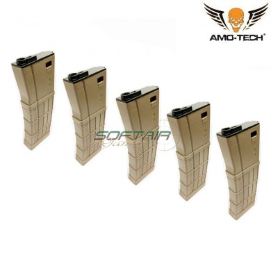 Set 5 mid-caps magazines 160bb zulu dark earth for m4 series amo-tech® (amt-mc-zulu-de-5)