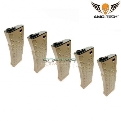 Set 5 caricatori monofilari 160bb bravo dark earth per serie m4 amo-tech® (amt-mc-bravo-de-5)