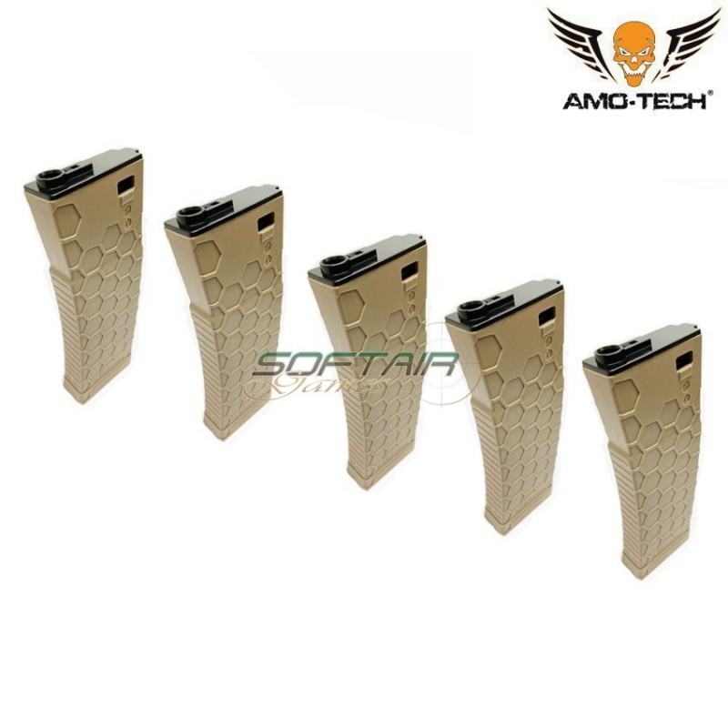 Set 5 caricatori monofilari 160bb bravo dark earth per serie m4 amo-tech® (amt-mc-bravo-de-5)