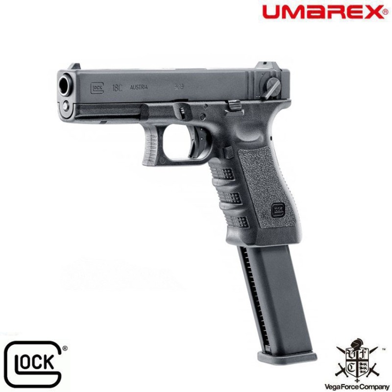 Gas gbb pistol glock 18c blowback black vfc umarex (um-2.6419x)