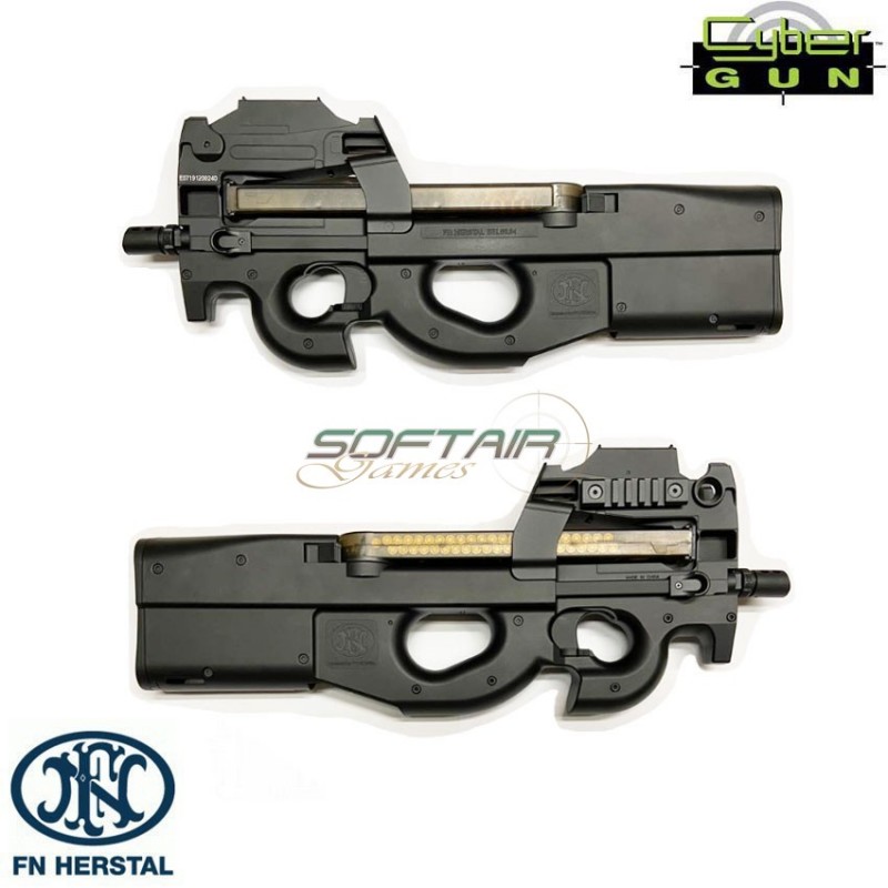 Electric rifle p90 fn herstal black w/built in red dot cybergun (200994)