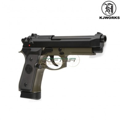 Pistola al co2 m9a1 beretta scarrellante olive kjworks (kjw-010345)