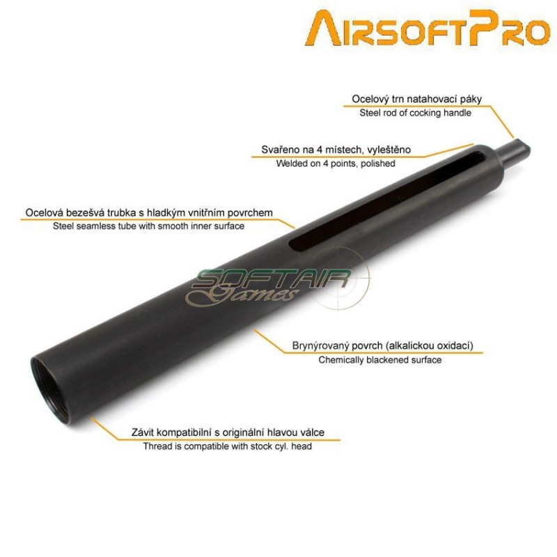 Cilindro in acciaio black per vsr/cm701/bar10/well mb02/03 airsoftpro® (ap-1858)