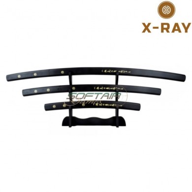 Set 3 katane con fodero e impugnatura in legno nero x-ray (xr-jl048bs)