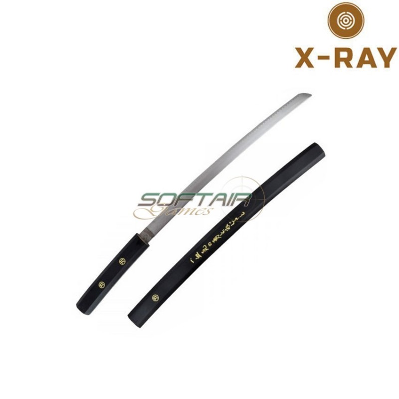 Set 3 katanas with scabbard and handle black wooden x-ray (xr-jl048bs)