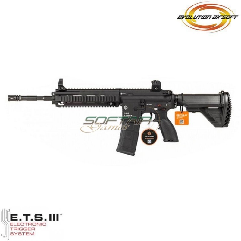Electric rifle e-416 ets black evolution airsoft (ea-eh18ar-ets)