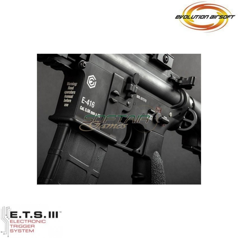Electric rifle e-416 ets black evolution airsoft (ea-eh18ar-ets)
