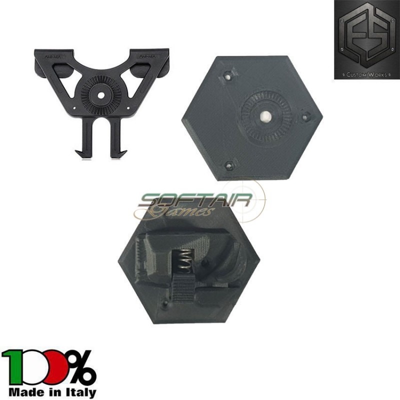 Fondina rigida fast MOLLE system per mk23 versione sinistra black base e.s. custom works (escw-52)