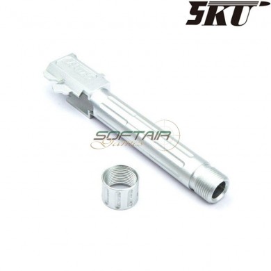 Canna esterna 9ine style silver con filetto per pistola vfc/umarex g19 5ku (5ku-gb-471-s)