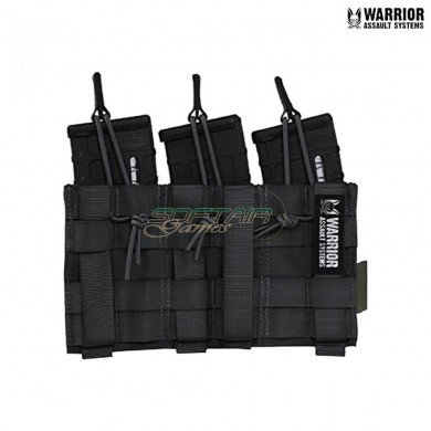 Triple Open 5.56mm & Triple 9mm Velcro Magazines Pouch black Warrior Assault Systems (w-eo-tmop-tp-blk)