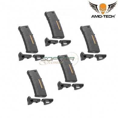 Set 5 pezzi Caricatori monofilari 120bb aeg m4/ar-15 black c/dummy ammo kit B amo-tech® (amt-as.i034-kitb-bk-5)
