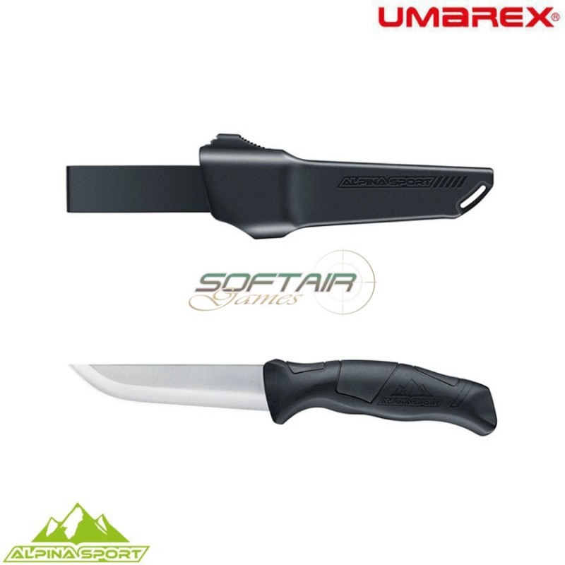 Ancho black fixed blade knife with hard case alpina sport umarex (um-5.0998.4-bk)