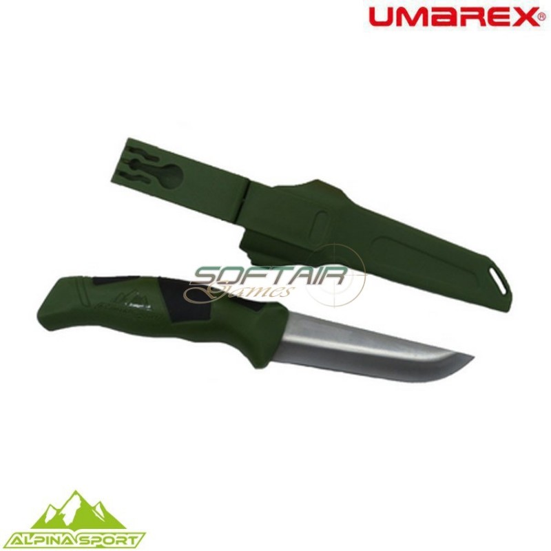 Ancho green fixed blade knife with hard case alpina sport umarex (um-5.0998.4-gr)
