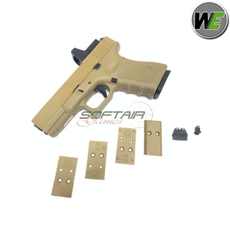 Pistola a gas glock G19 Gen.3 MOS c/rmr tan blowback we (we-we00459-mos)