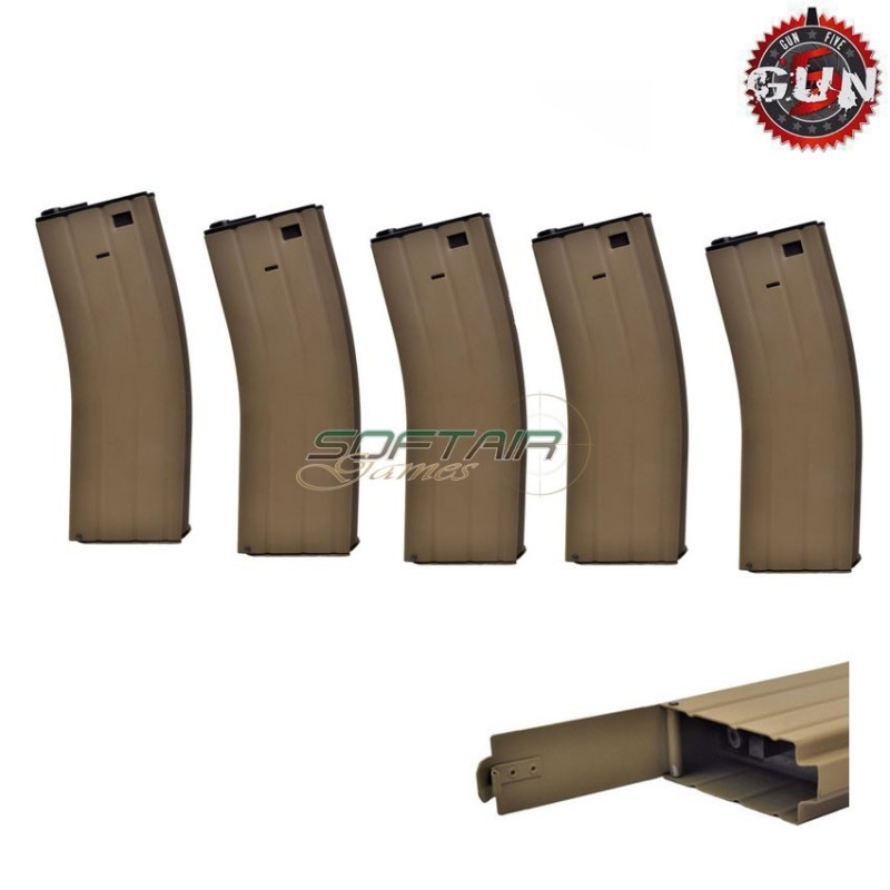 Set 5 pieces hi-caps metal flash magazines 360bb dark earth for m4 gun five (gf-mg-015-5-de)