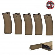 Set 5 pieces hi-caps metal flash magazines 360bb dark earth for m4 gun five (gf-mg-015-5-de)