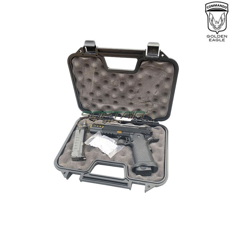 Gas pistol HEX CUT style 3335 hi-capa 5.1 custom series black/gold golden eagle (ge-111181)
