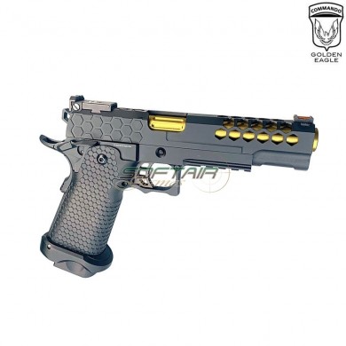 Gas pistol HEX CUT style 3339 hi-capa 5.1 custom series black/gold golden eagle (ge-111184)
