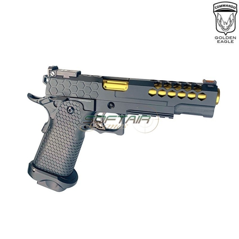 Pistola a gas HEX CUT style 3339 hi-capa 5.1 custom series black/gold golden eagle (ge-111184)