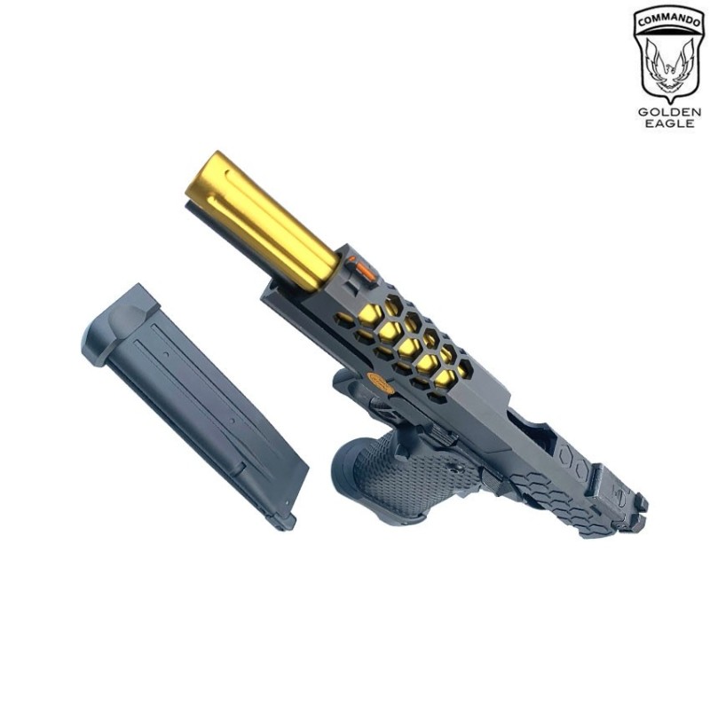 Pistola a gas HEX CUT style 3339 hi-capa 5.1 custom series black/gold golden eagle (ge-111184)