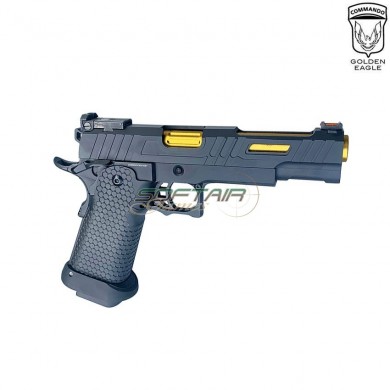 Gas pistol HEX CUT style 3336 hi-capa 5.1 custom series black/gold golden eagle (ge-111182)