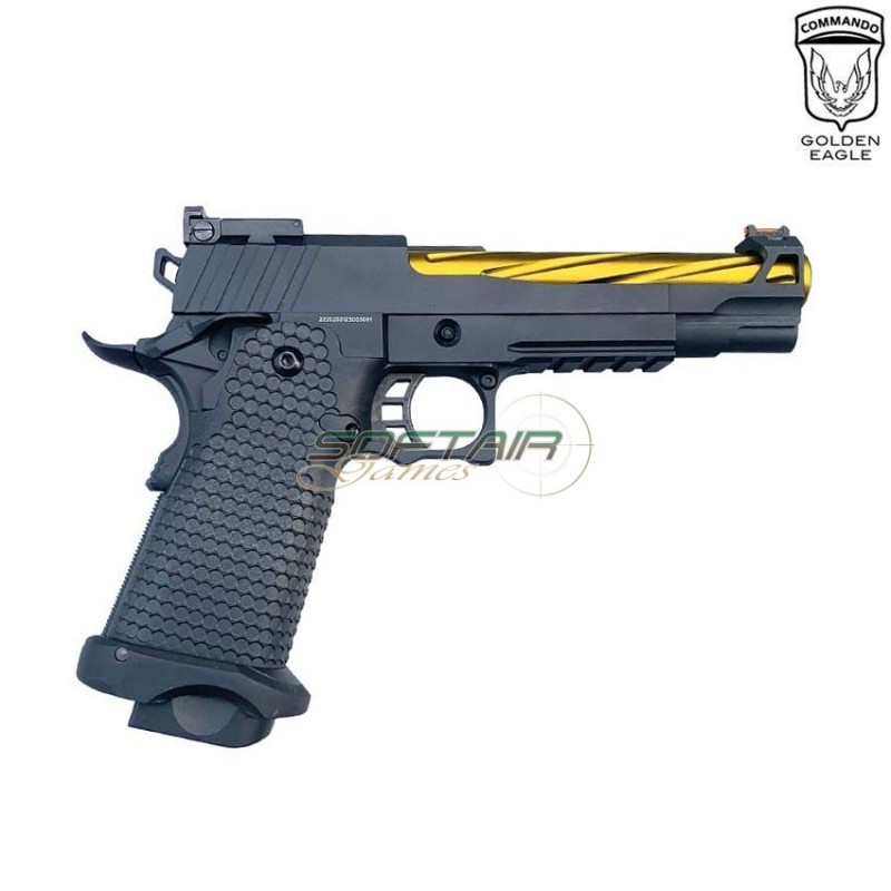 Gas pistol HEX CUT style 3337 hi-capa 5.1 custom series black/gold golden eagle (ge-111183)