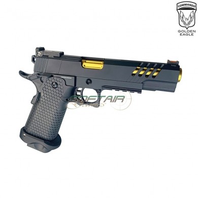 Pistola a gas HEX CUT style 3340 hi-capa 5.1 custom series black/gold golden eagle (ge-111185)