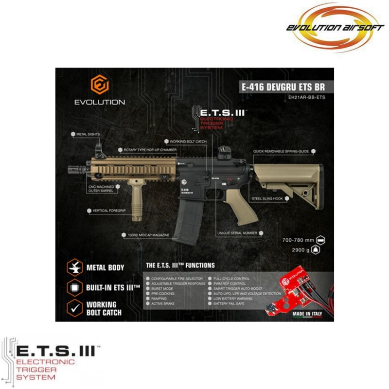 Fucile elettrico e-416 devgru ets bronze evolution airsoft (ea-eh21ar-bb-ets)