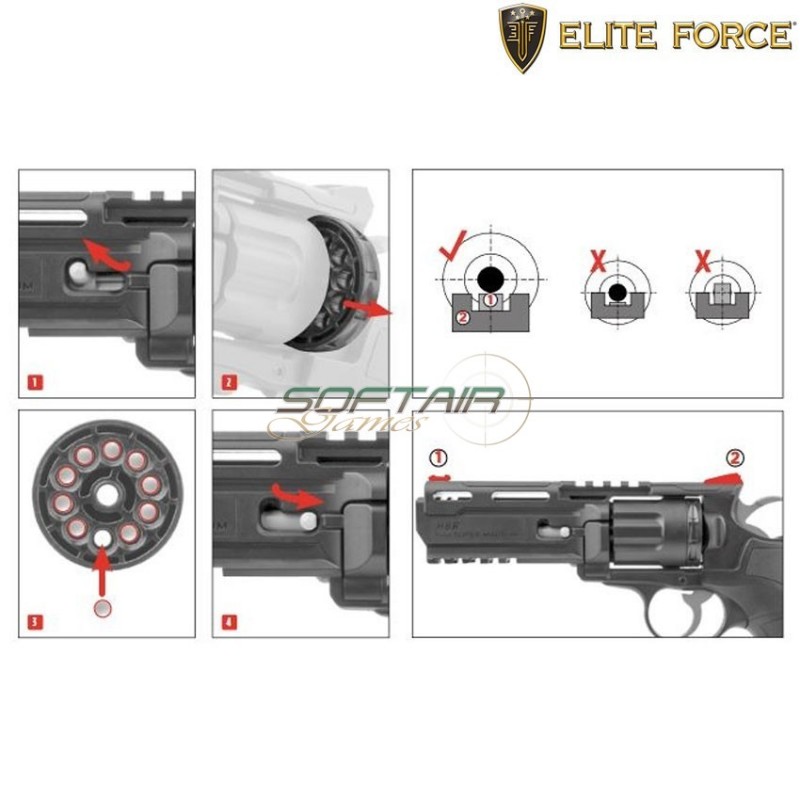 Co2 h8r gen.2 black revolver pistol elite force (elf-29413)