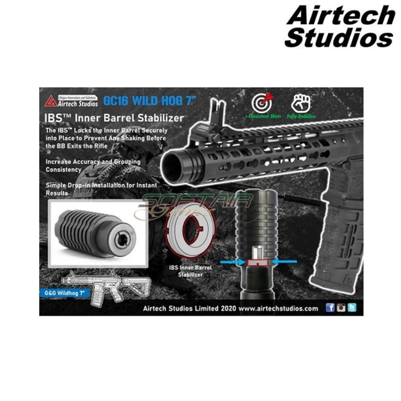 Ibs inner barrel stabilizer g&g cm16 wildhog 7" airtech studios (as-ibs-wildh-blk)