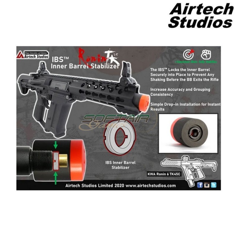 Ibs inner barrel stabilizer KWA Ronin 6 PDW & TK45 airtech studios (as-ibs-kwa6-blk)