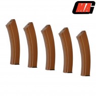 Set 5 caricatori monofilari bakelite 140bb long polimero per ak74 aeg mag (mag-009)